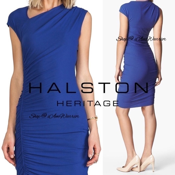 Halston Heritage NWT cobalt ruched bodycon dress *shop@iamwarrior - Picture 2 of 9